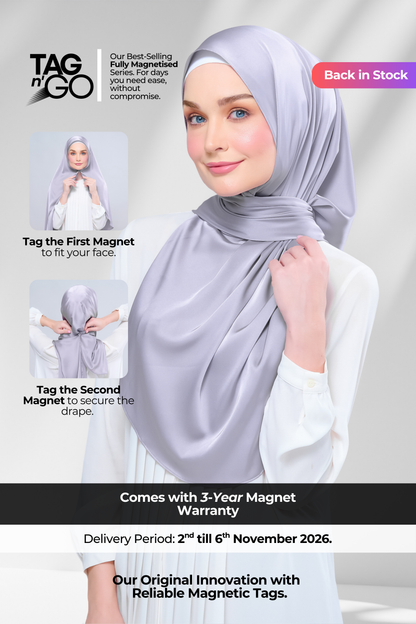 Instant Tag n' Go Shawl  | Satin Silk in Metal Grey