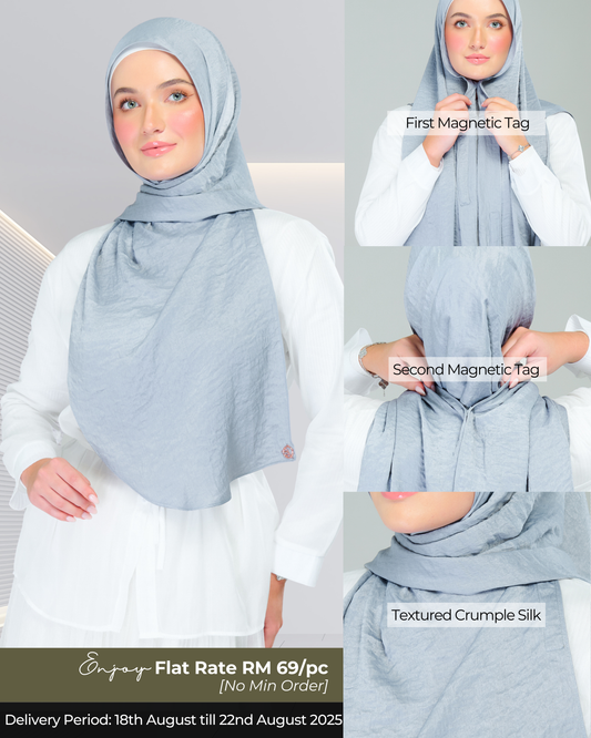 Instant Tag n' Go Shawl | Textured Silk in Metallic Grey 2.0