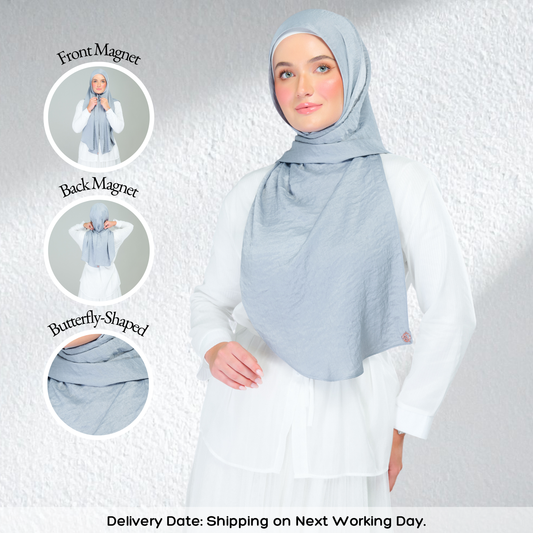 Instant Tag n' Go Shawl | Textured Silk in Metallic Grey 2.0