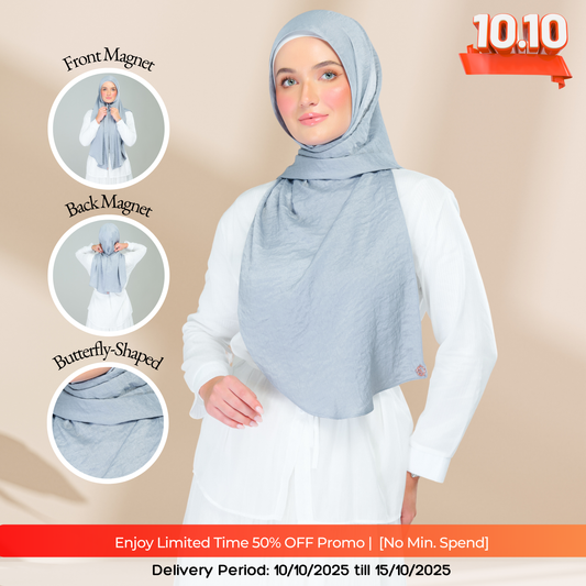 Instant Tag n' Go Shawl | Textured Silk in Metallic Grey 2.0
