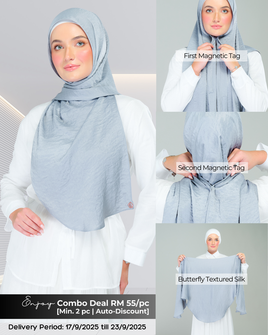 Instant Tag n' Go Butterfly | Textured Silk in Metallic Grey 2.0