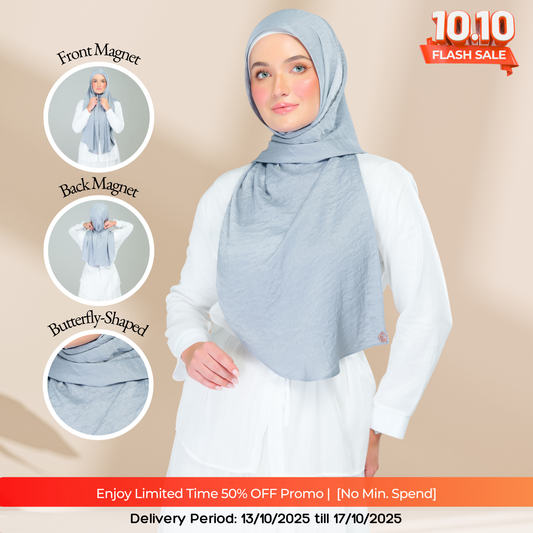 Instant Tag n' Go Shawl | Textured Silk in Metallic Grey 2.0