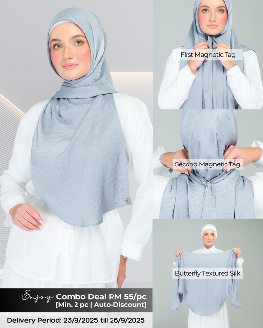 Instant Tag n' Go Butterfly | Textured Silk in Metallic Grey 2.0