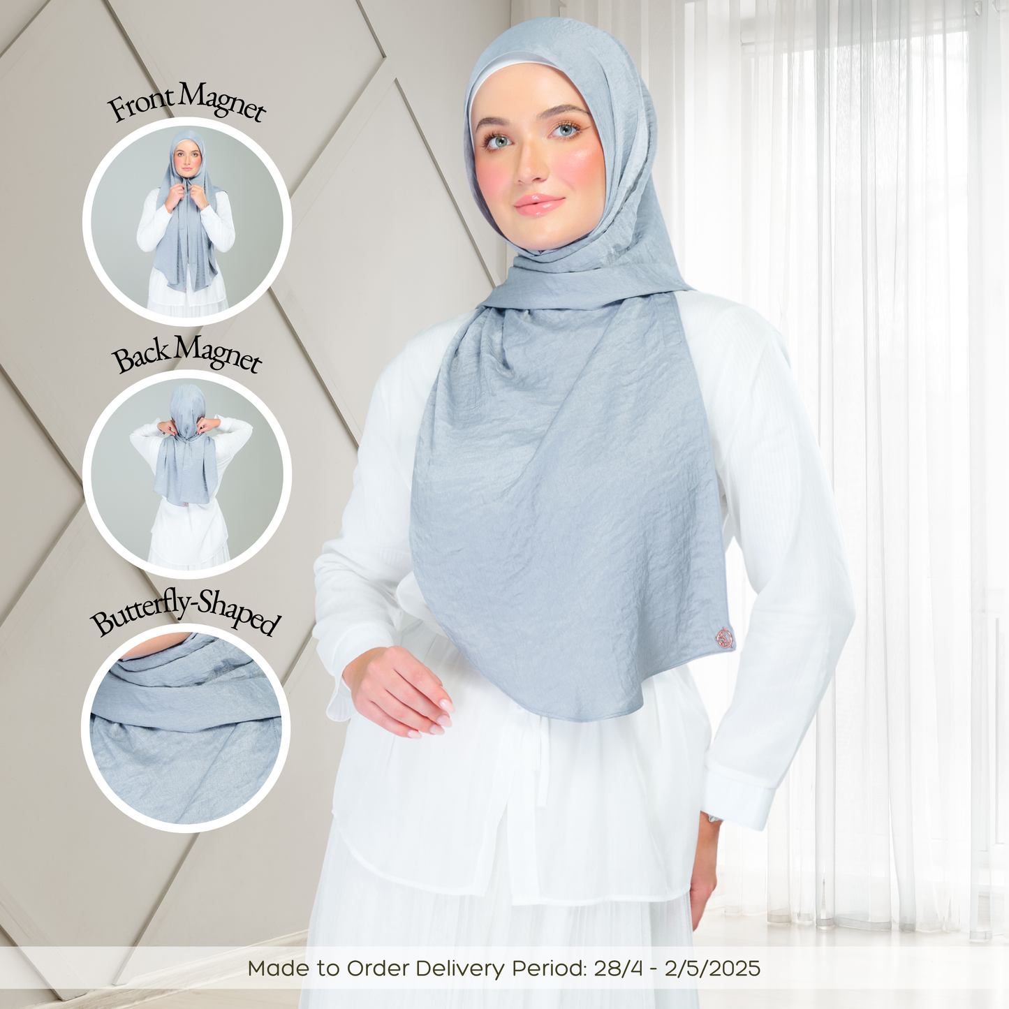 [As-Is] Instant Tag n' Go Shawl | Textured Silk in Metallic Grey 2.0