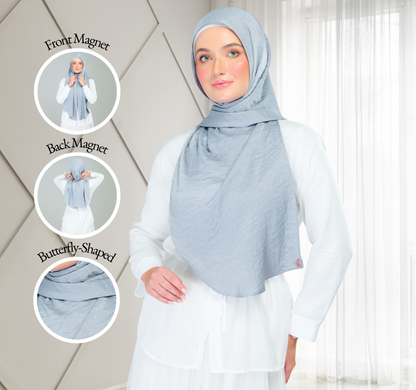 [As-Is] Instant Tag n' Go Shawl | Textured Silk in Metallic Grey 2.0