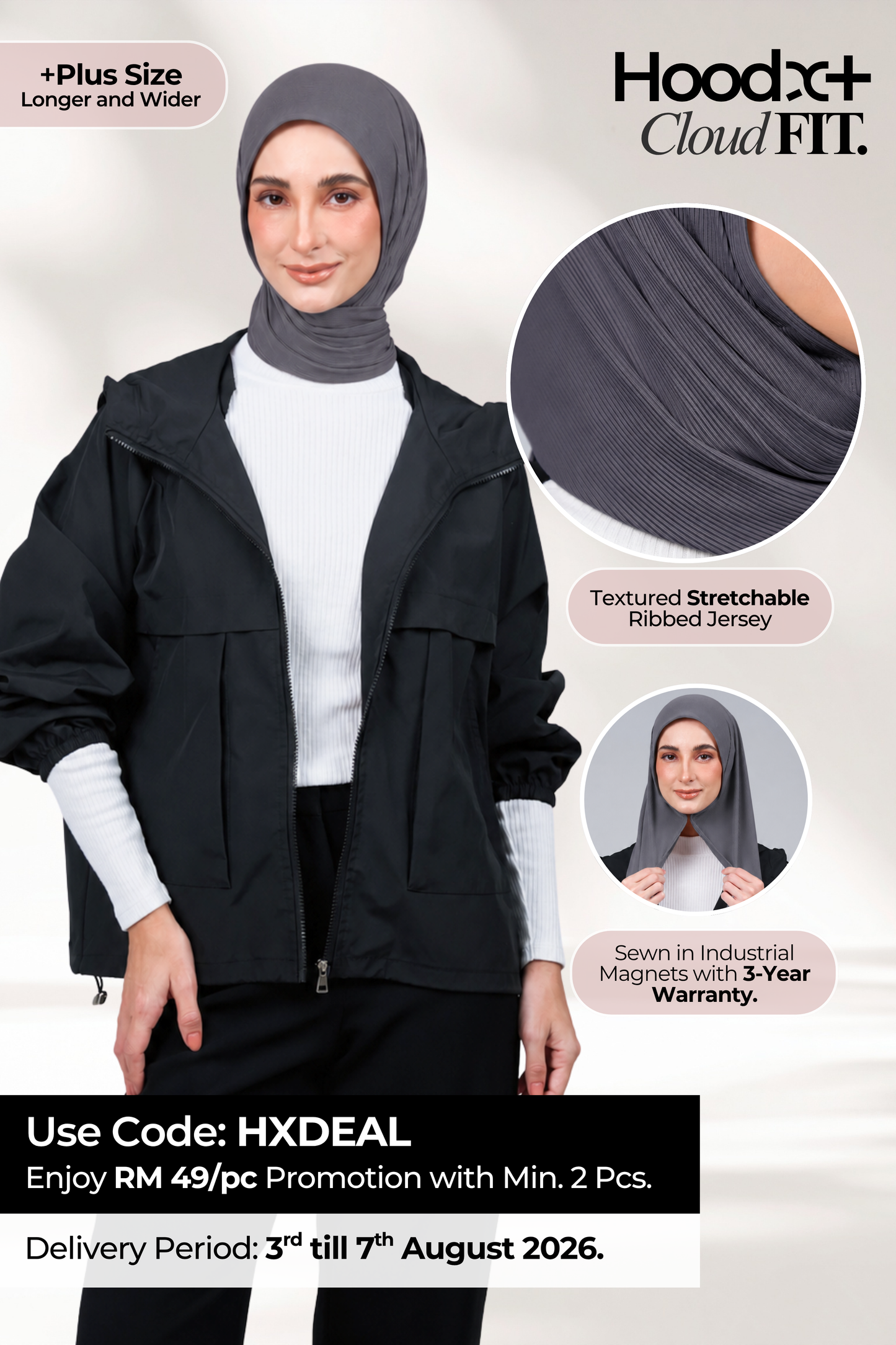 [★ New Colour] HoodX+ CloudFit in Metro Grey