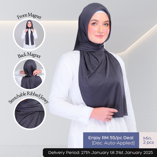 Instant Tag n' Go Shawl | Ribbed Jersey  in Metro Grey