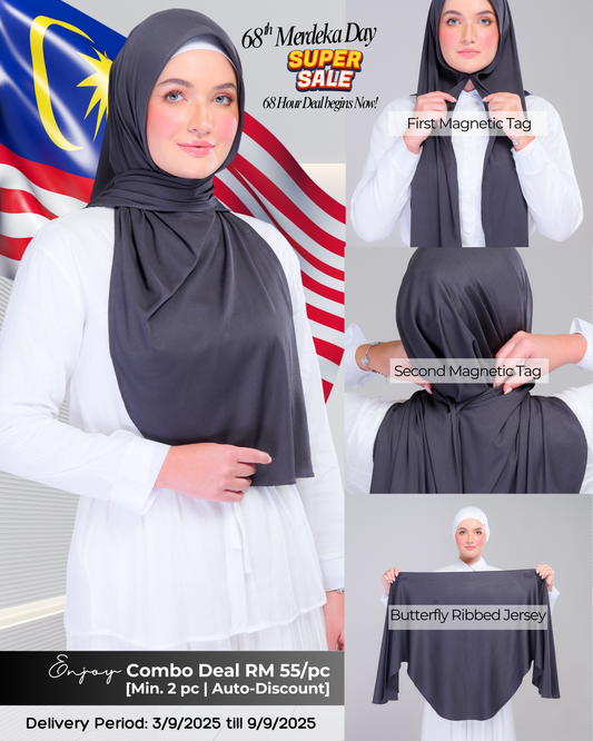 Instant Tag n' Go Butterfly | Ribbed Jersey in  Metro Grey