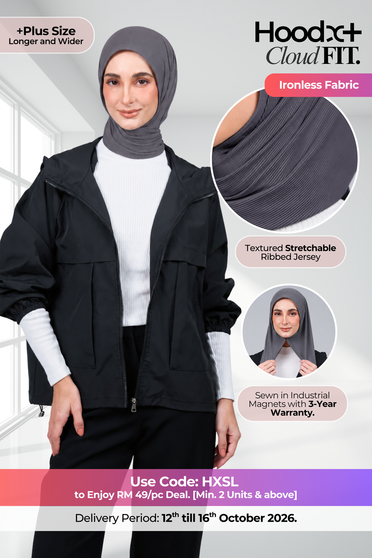 HoodX+ CloudFit in Metro Grey