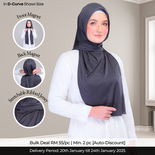 Instant Tag n' Go Shawl | Ribbed Jersey  in Metro Grey