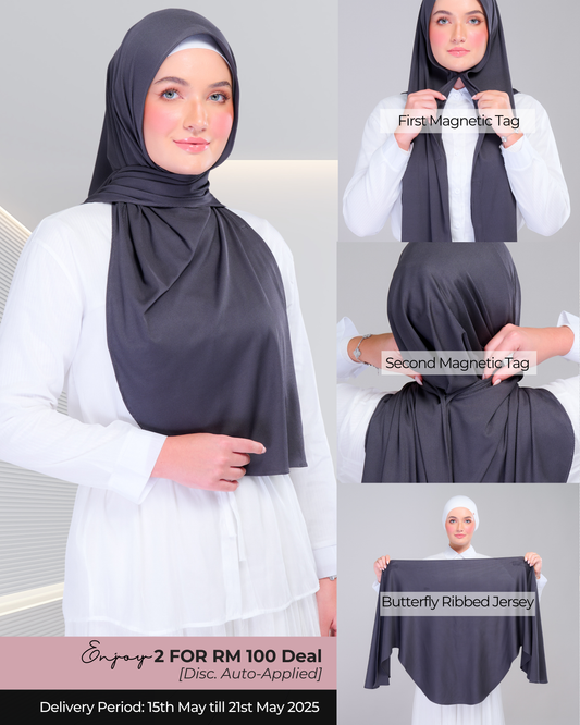 Instant Tag n' Go Butterfly | Ribbed Jersey in  Metro Grey