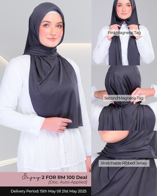 Instant Tag n' Go Shawl | Ribbed Jersey  in Metro Grey