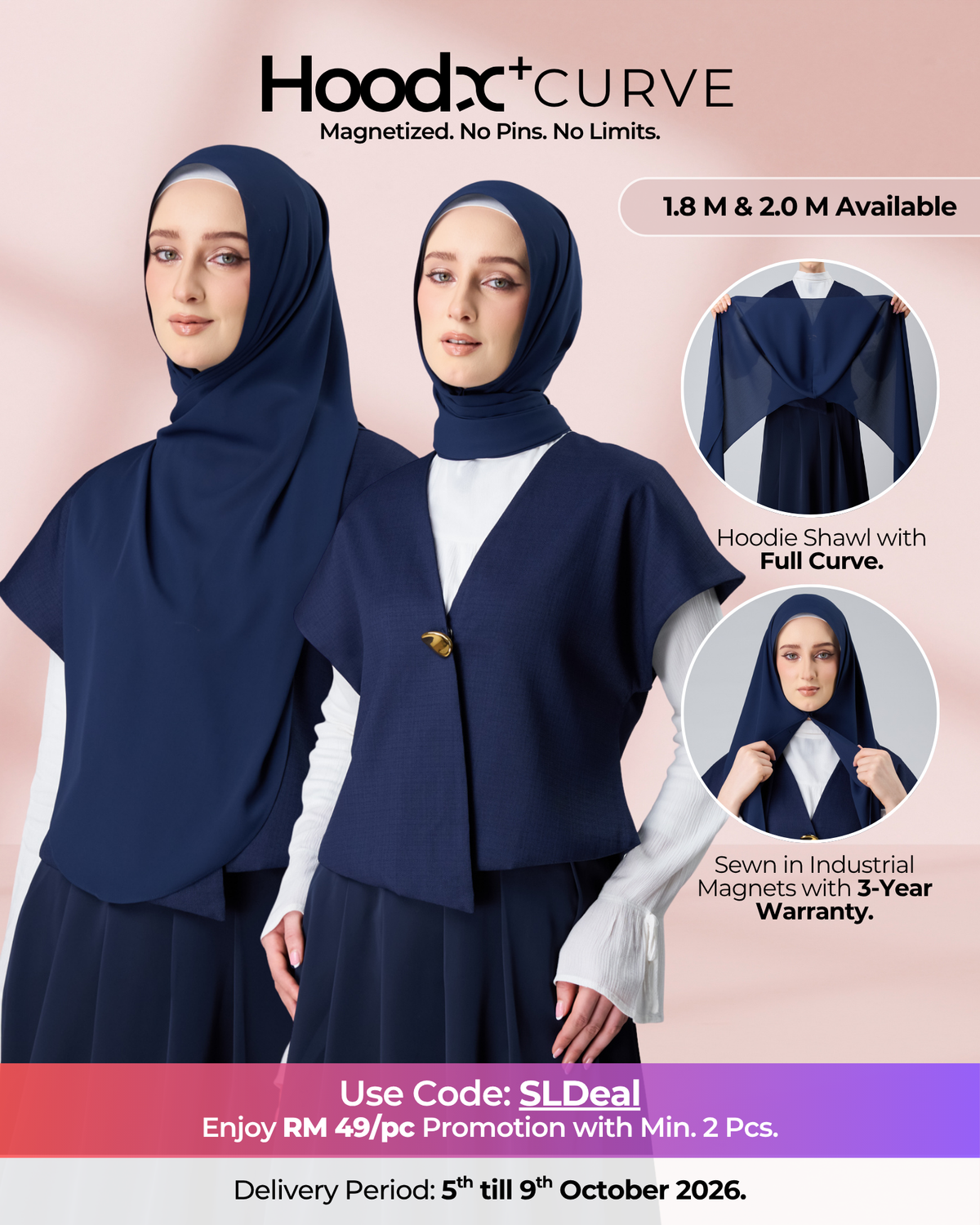 HoodX⁺Plus Curve in Midnight Blue [Korean Chiffon]
