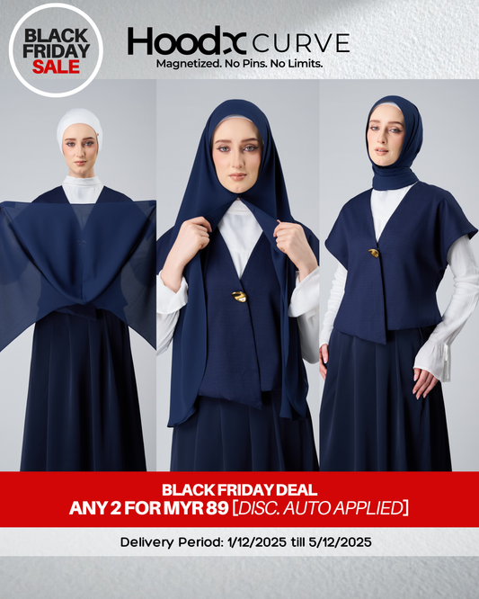 [BFS] HoodX Curve in Midnight Blue [Korean Chiffon]