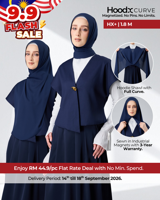 [9.9 Special] HoodX⁺Plus Curve in Midnight Blue [Korean Chiffon]