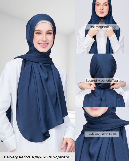 Instant Tag n' Go Shawl | Satin Bulle in Midnight Blue