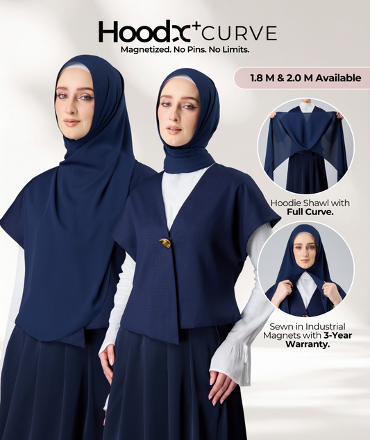 [8.8 MARKDOWN] HoodX⁺Plus Curve in Midnight Blue [Korean Chiffon]