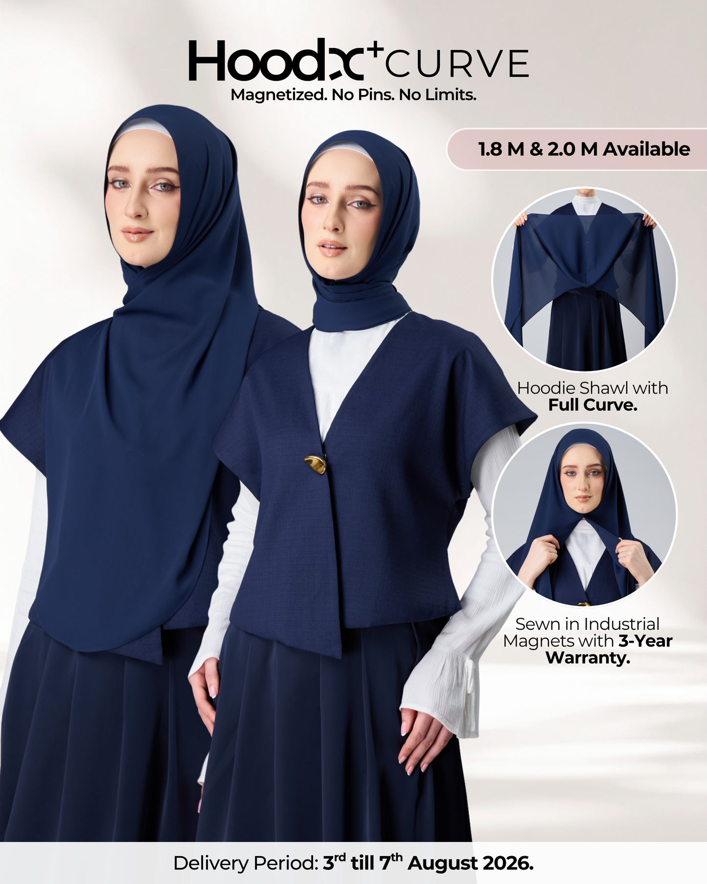 HoodX⁺Plus Curve in Midnight Blue [Korean Chiffon]