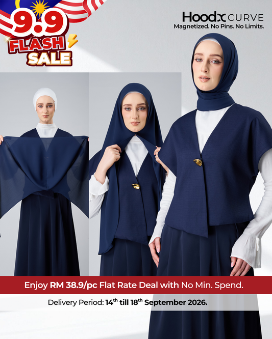 [9.9 Special] HoodX Curve in Midnight Blue [Korean Chiffon]
