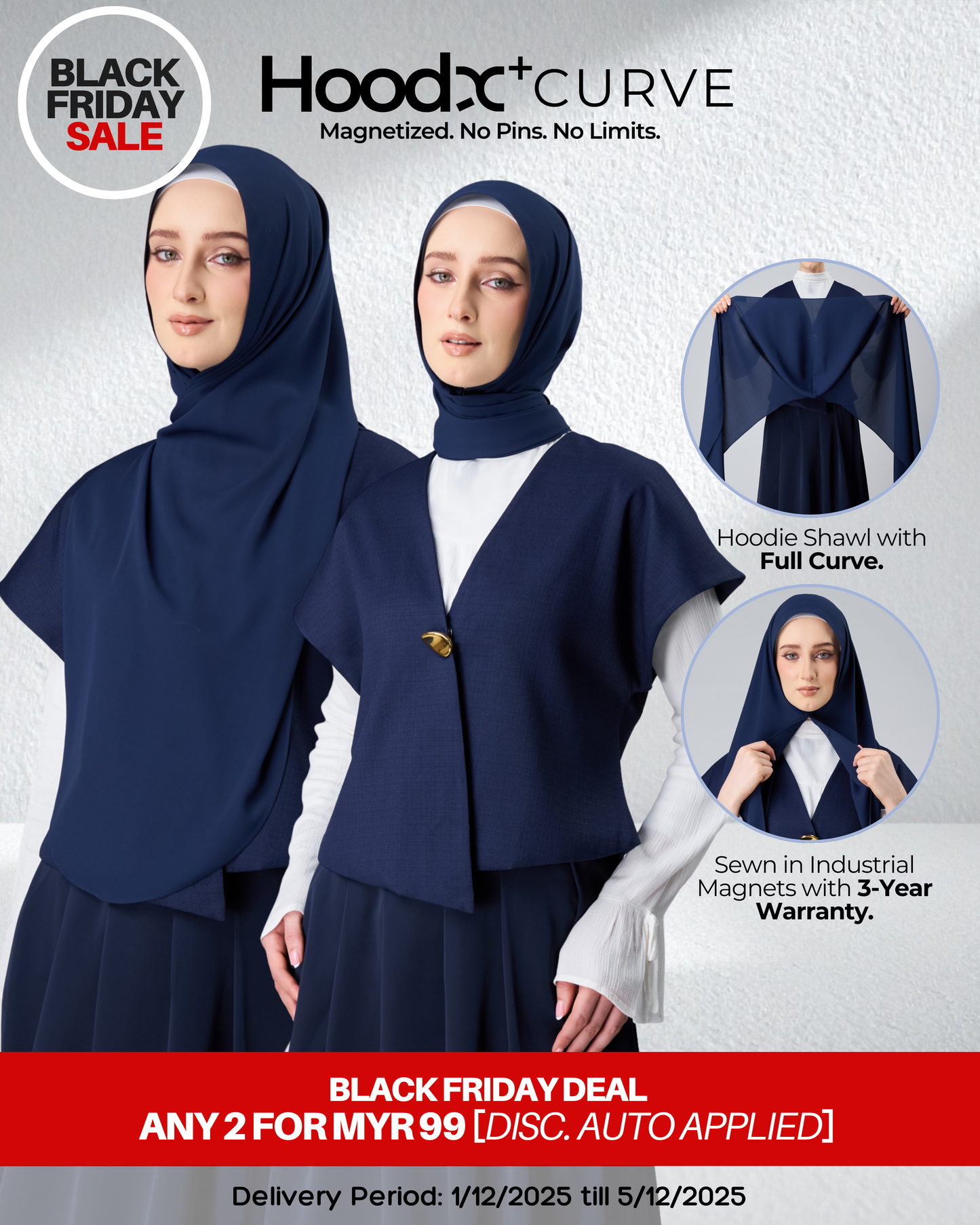 [BFS] HoodX⁺Plus Curve in Midnight Blue [Korean Chiffon]