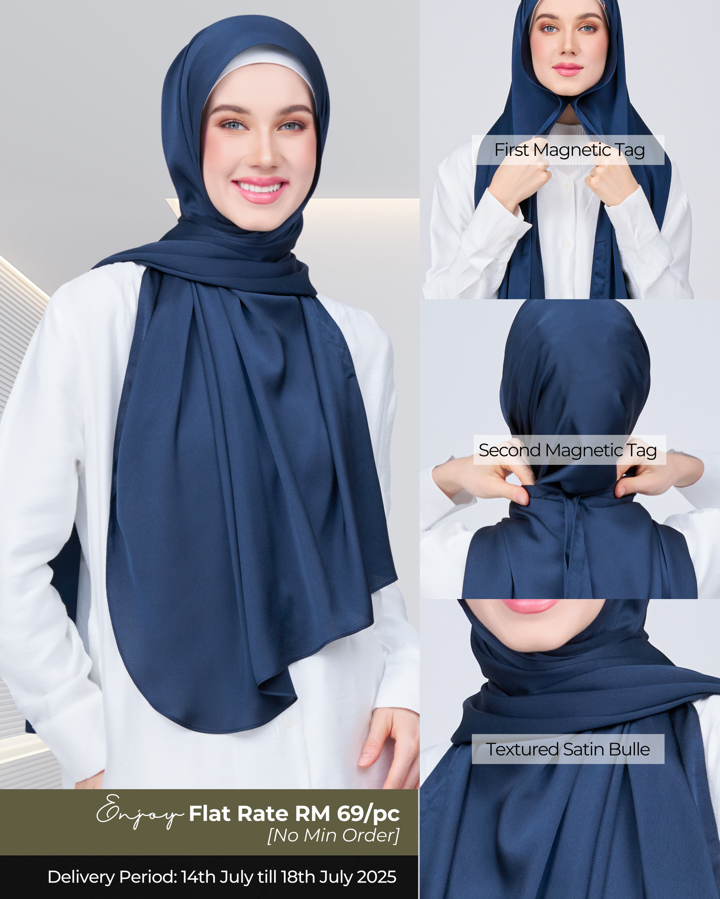 Instant Tag n' Go Shawl | Satin Bulle in Midnight Blue