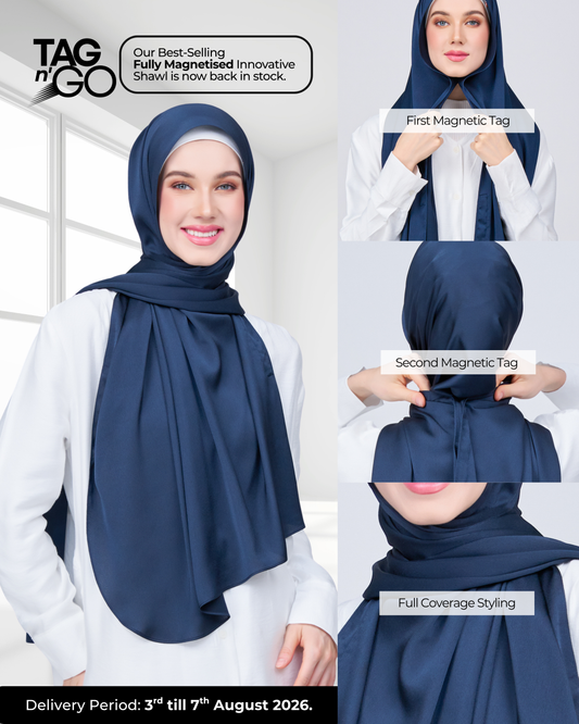 Instant Tag n' Go Shawl | Satin Bulle in Midnight Blue