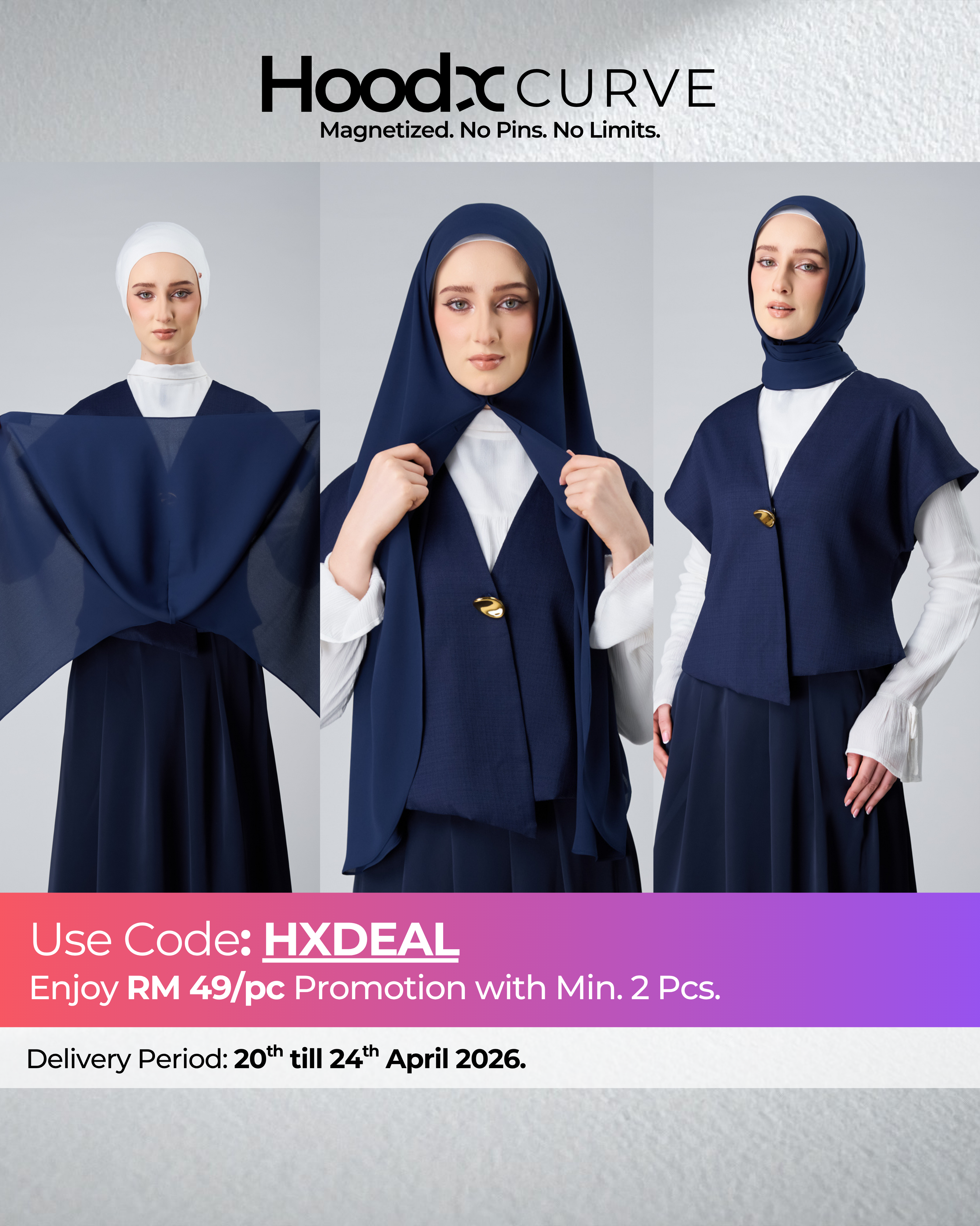 HoodX Curve in Midnight Blue [Korean Chiffon]