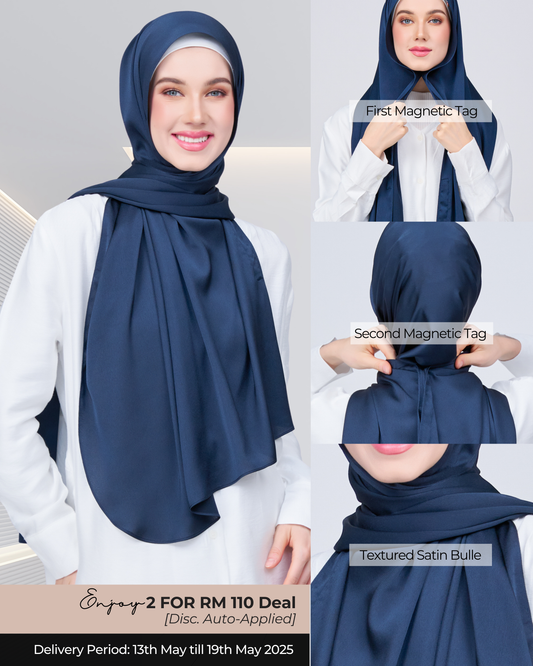 Instant Tag n' Go Shawl | Satin Bulle in Midnight Blue