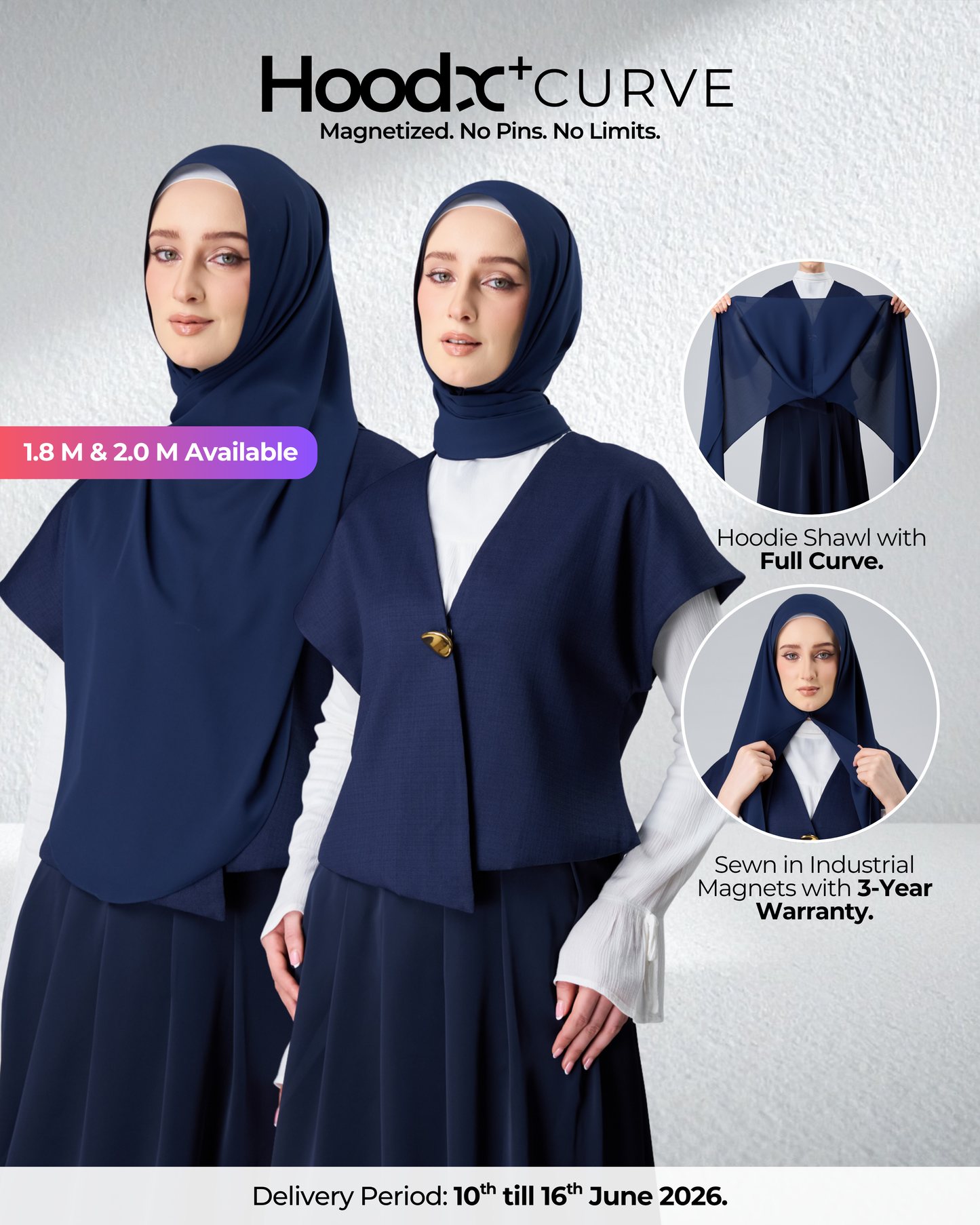 HoodX⁺Plus Curve in Midnight Blue [Korean Chiffon]