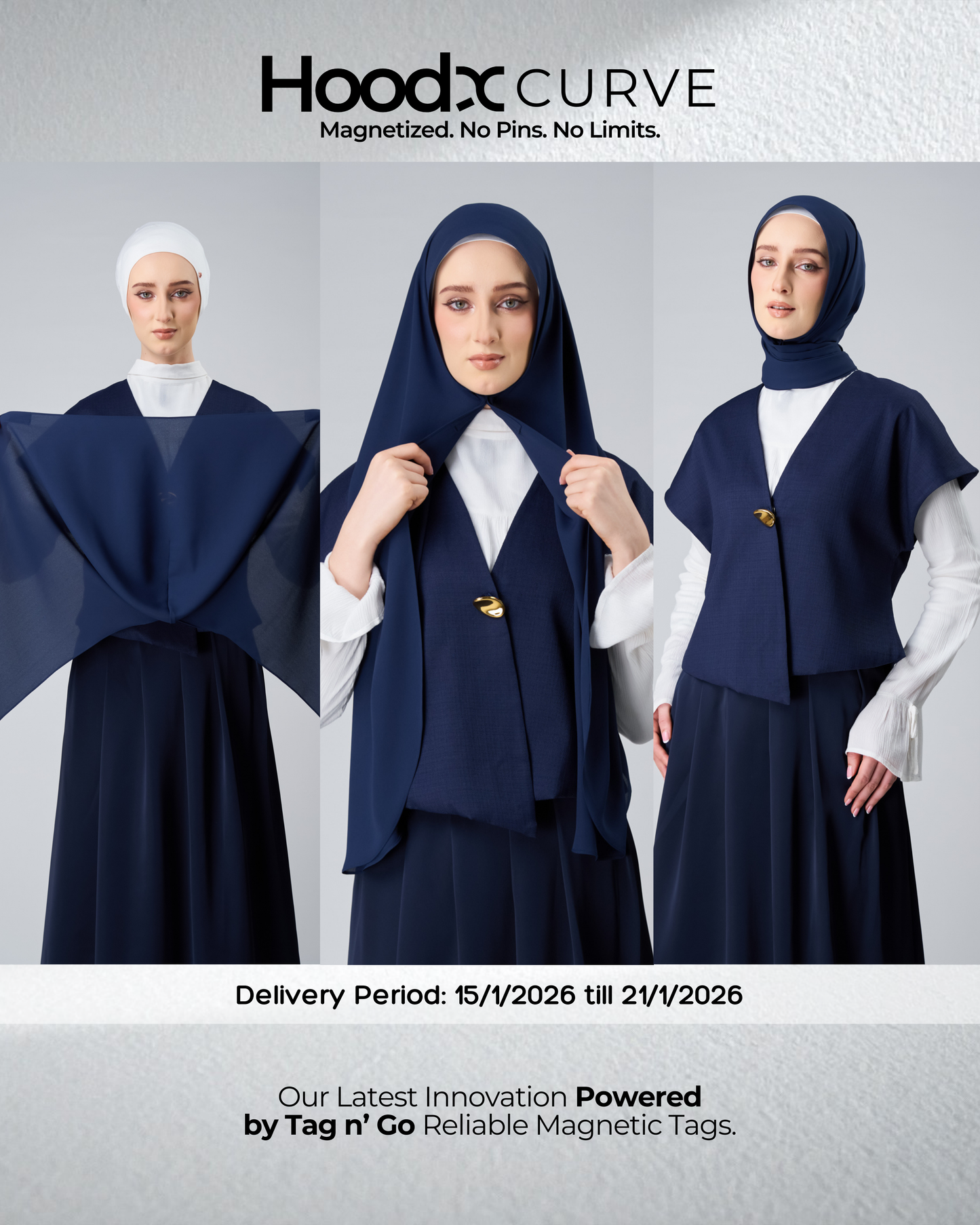 HoodX Curve in Midnight Blue [Korean Chiffon]