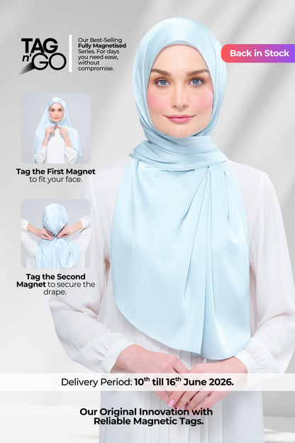 Instant Tag n' Go Shawl | Satin Silk in Mint Blue