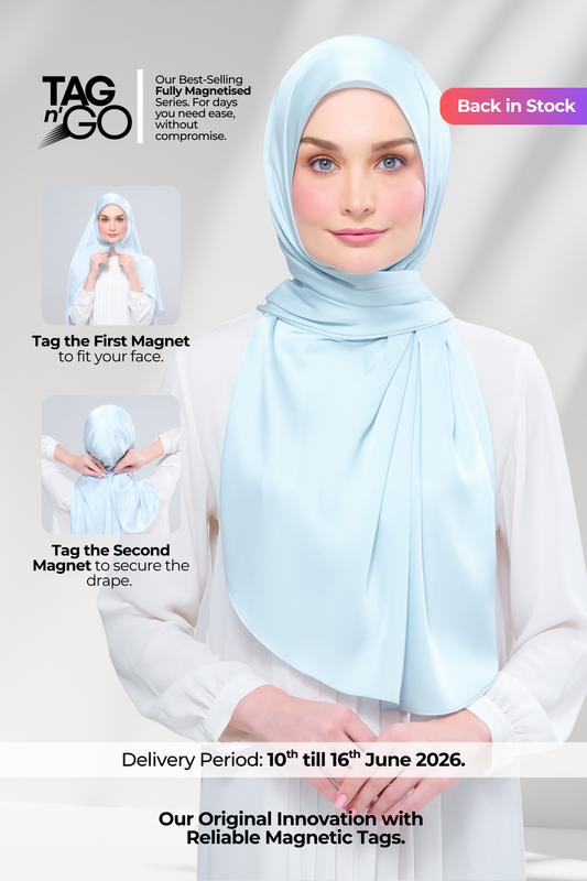 Instant Tag n' Go Shawl | Satin Silk in Mint Blue