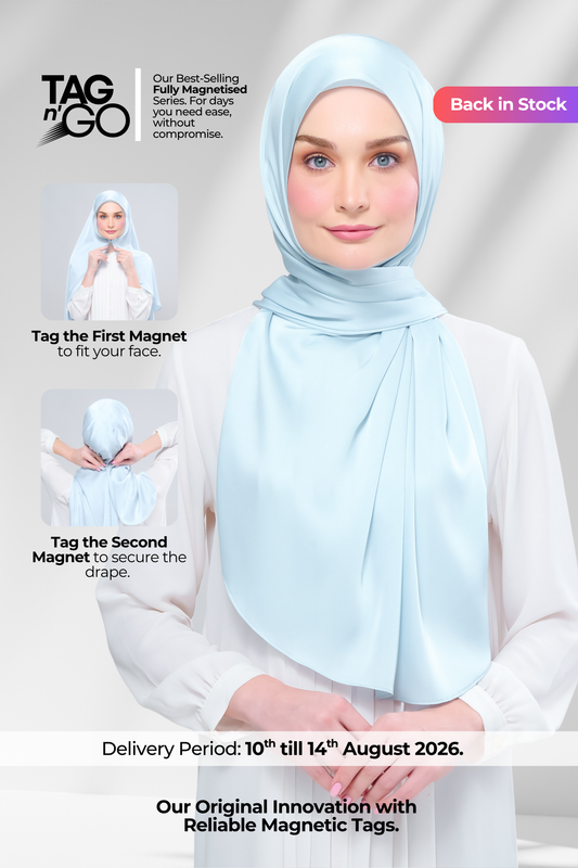 Instant Tag n' Go Shawl | Satin Silk in Mint Blue