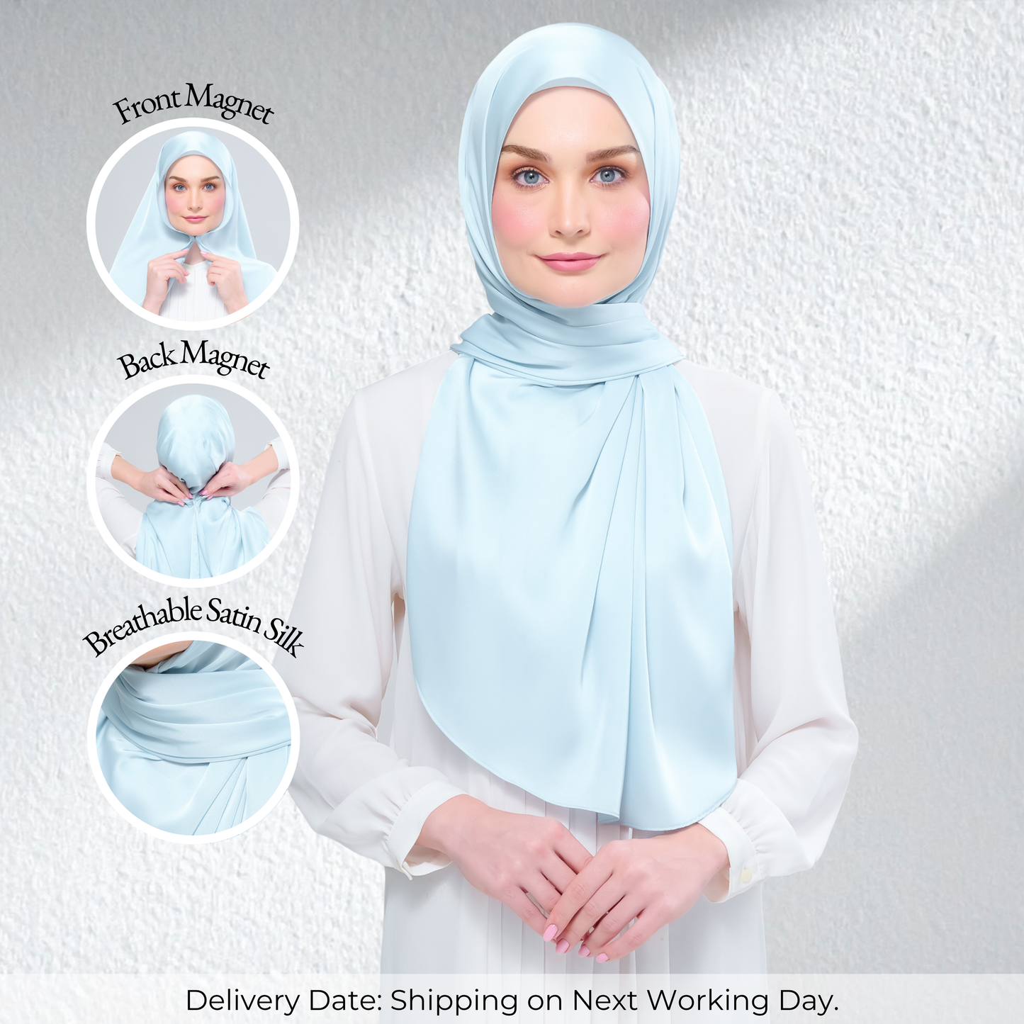 Instant Tag n' Go Shawl | Satin Silk in Mint Blue