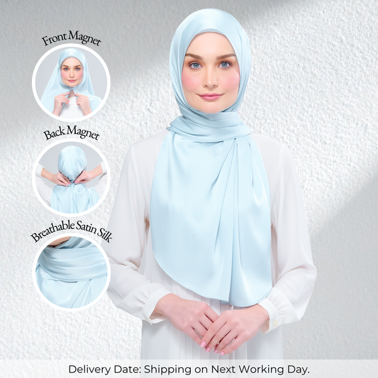 Instant Tag n' Go Shawl | Satin Silk in Mint Blue