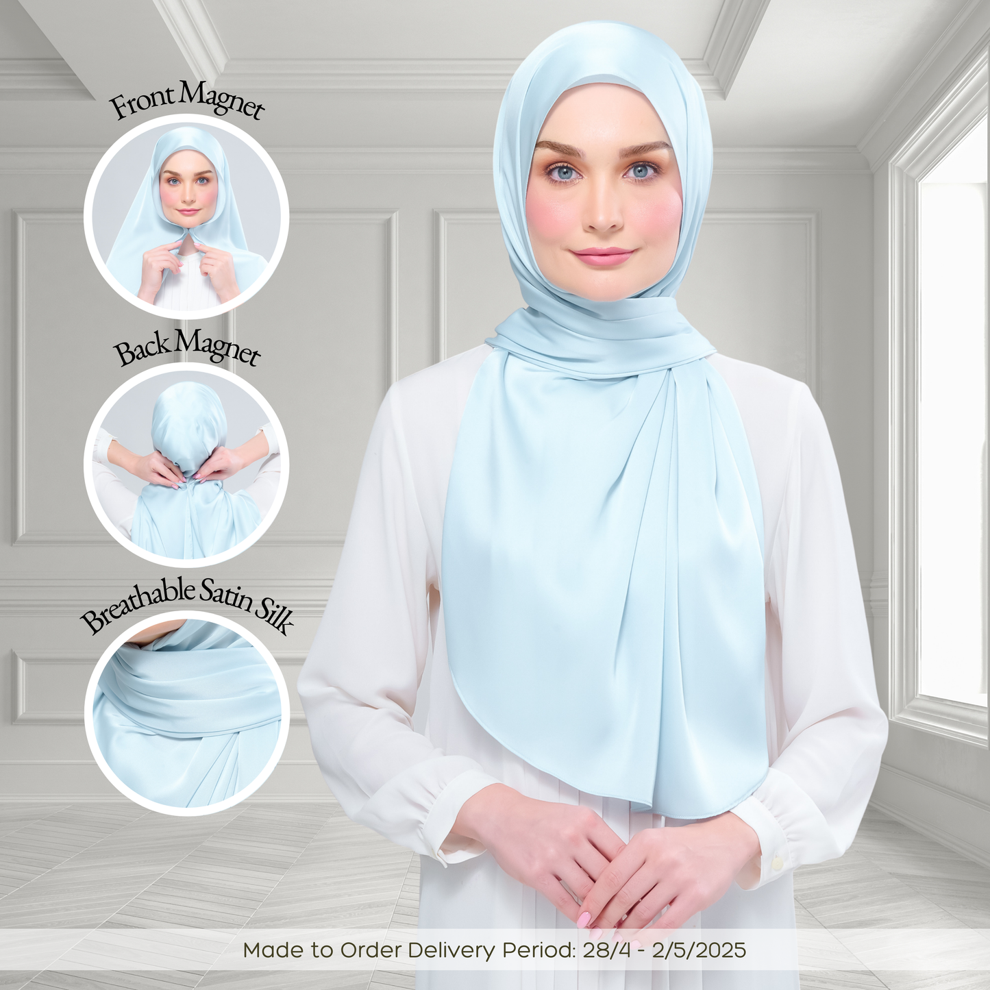 [As-Is] Instant Tag n' Go Shawl l Satin Silk in Mint Blue