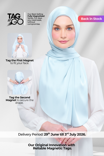 Instant Tag n' Go Shawl | Satin Silk in Mint Blue