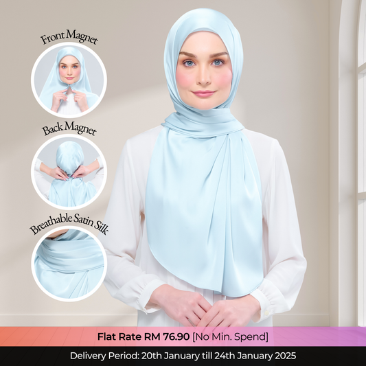 Instant Tag n' Go Shawl  | Satin Silk in Mint Blue