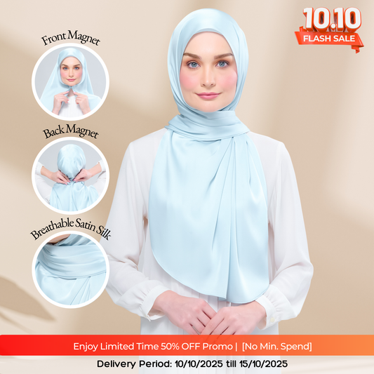 Instant Tag n' Go Shawl | Satin Silk in Mint Blue