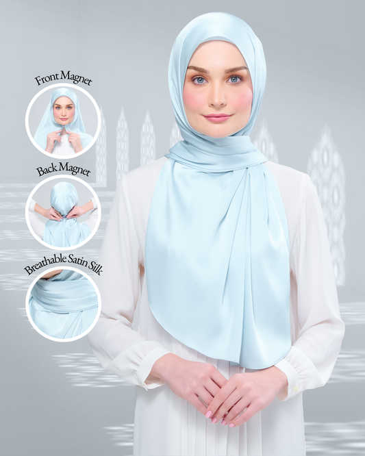 [As-Is] Instant Tag n' Go Shawl l Satin Silk in Mint Blue