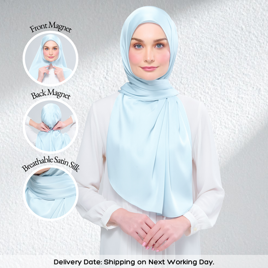 Instant Tag n' Go Shawl | Satin Silk in Mint Blue