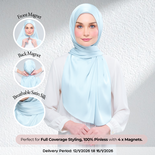 Instant Tag n' Go Shawl | Satin Silk in Mint Blue