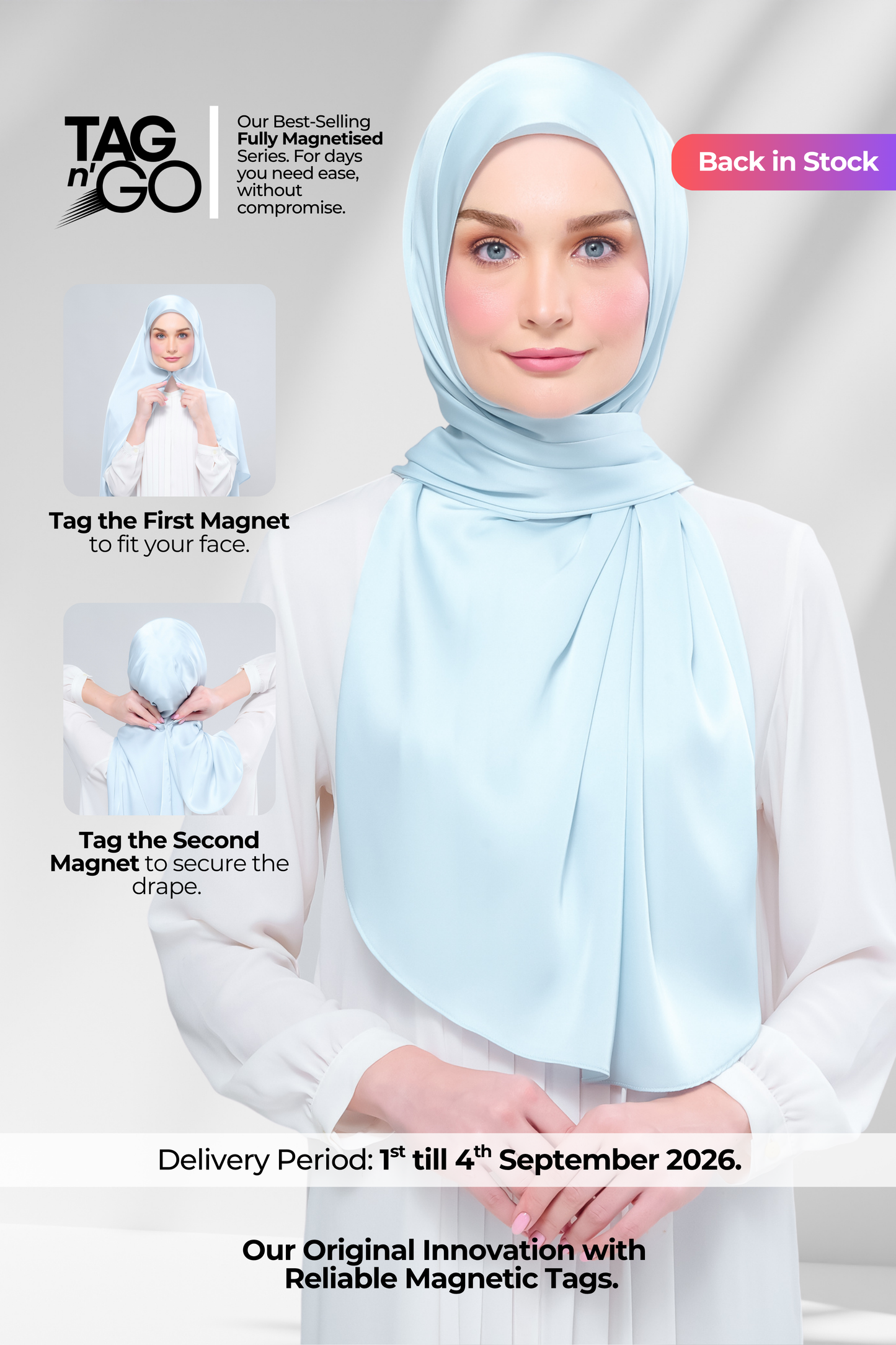 Instant Tag n' Go Shawl | Satin Silk in Mint Blue
