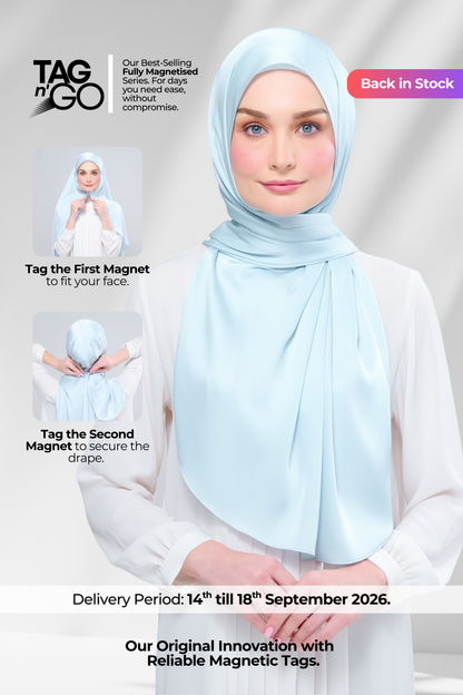 Instant Tag n' Go Shawl | Satin Silk in Mint Blue