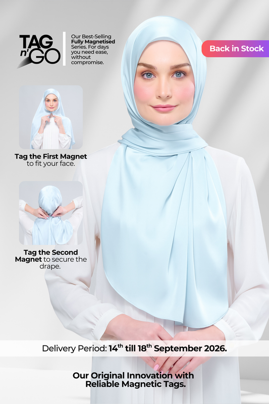 Instant Tag n' Go Shawl | Satin Silk in Mint Blue