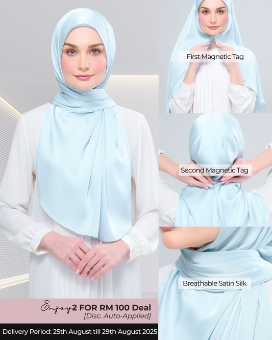 Instant Tag n' Go Shawl | Satin Silk in Mint Blue