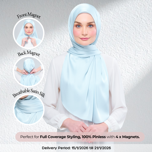 Instant Tag n' Go Shawl | Satin Silk in Mint Blue