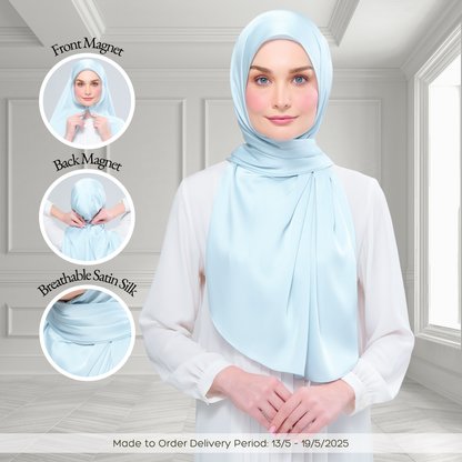 [As-Is] Instant Tag n' Go Shawl l Satin Silk in Mint Blue