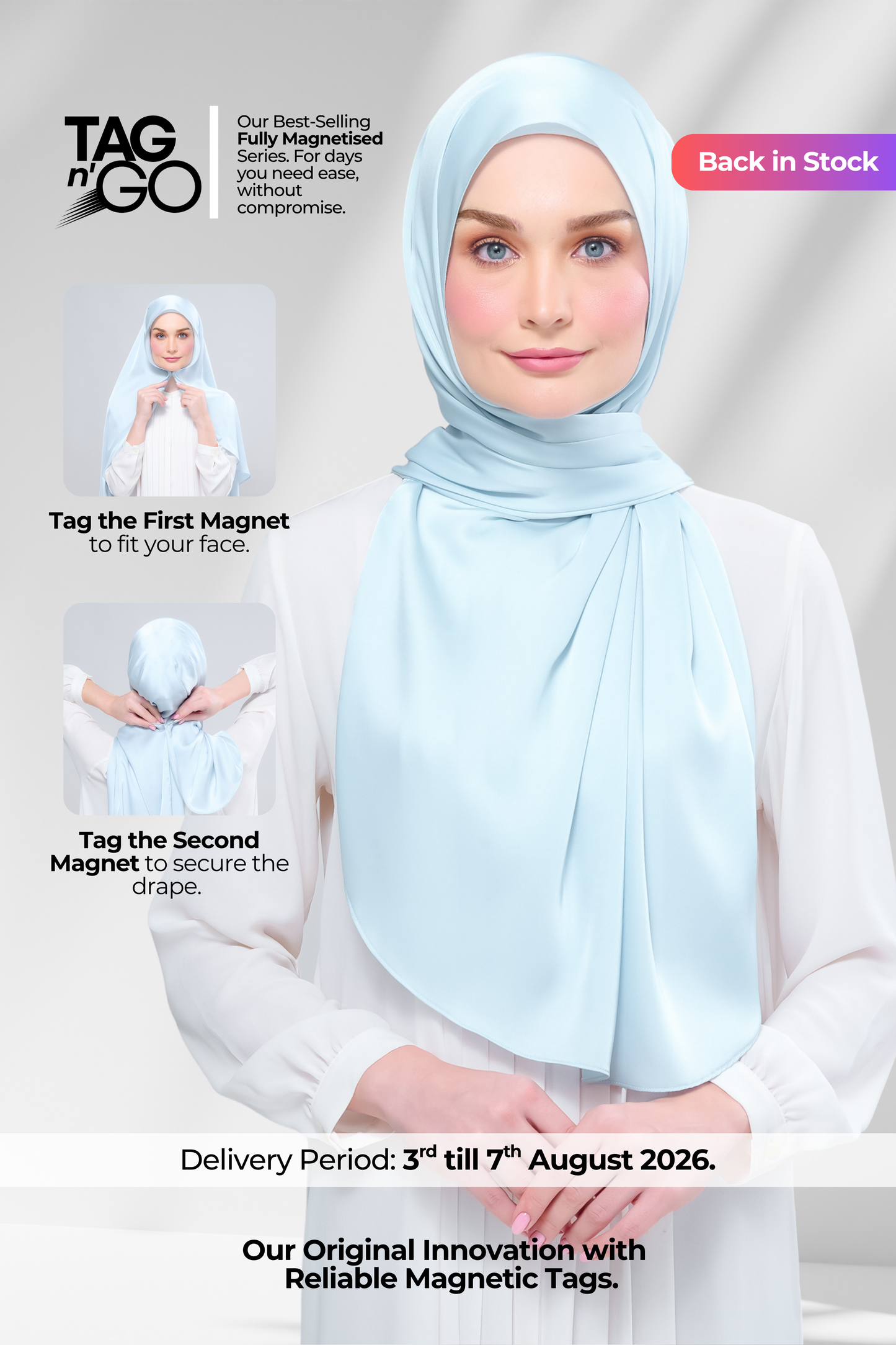 Instant Tag n' Go Shawl | Satin Silk in Mint Blue