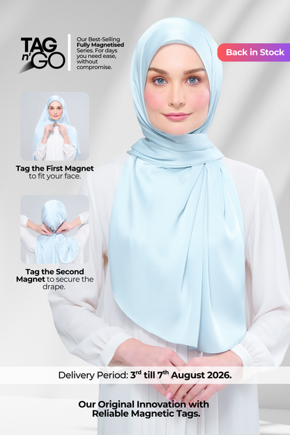 Instant Tag n' Go Shawl | Satin Silk in Mint Blue